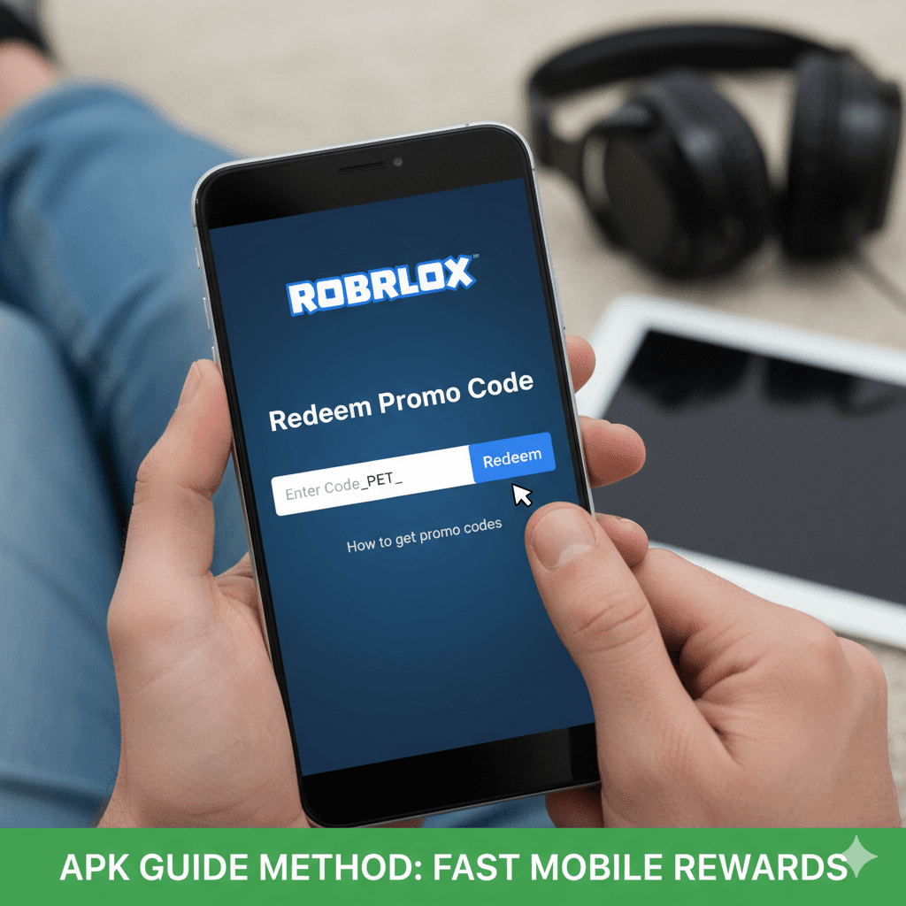 Roblox mobile redeem screen showing APK guide code entry
