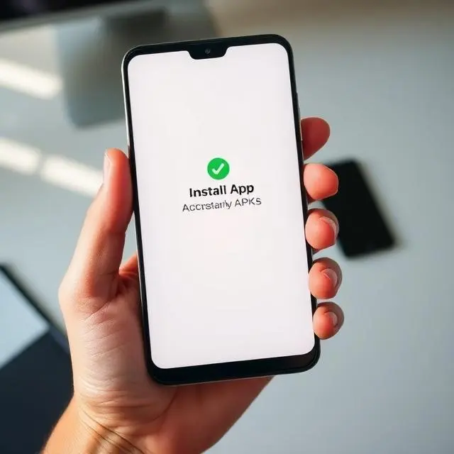 Safe APK installation on Android phone showing secure app install process and verified file concept
