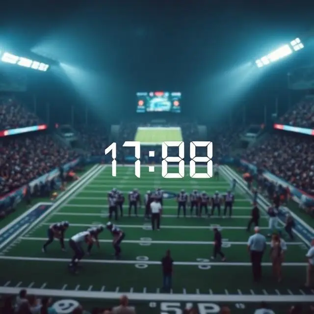 American football players on the field during an NFL game showing real match duration and timing concept