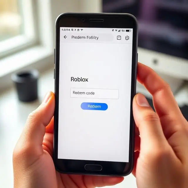 Roblox mobile redeem code entry screen showing promo code redemption process on Android phone
