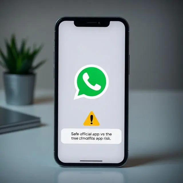 WhatsApp MOD APK security risks and account ban warning illustrated on smartphone with messaging app interface concept