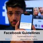 Facebook guidelines explained showing account restriction warning and community standards violation on mobile screen